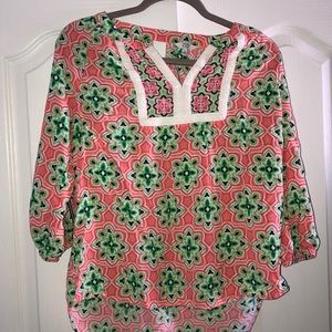 Vibrant Pink, Lime Green, and White Crown & Ivy Top